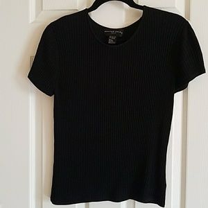Black short sleeved scoop neck sweater